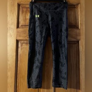 NEW Under Armour ISO-CHILL Black/Gray Patterned Cropped Leggings
